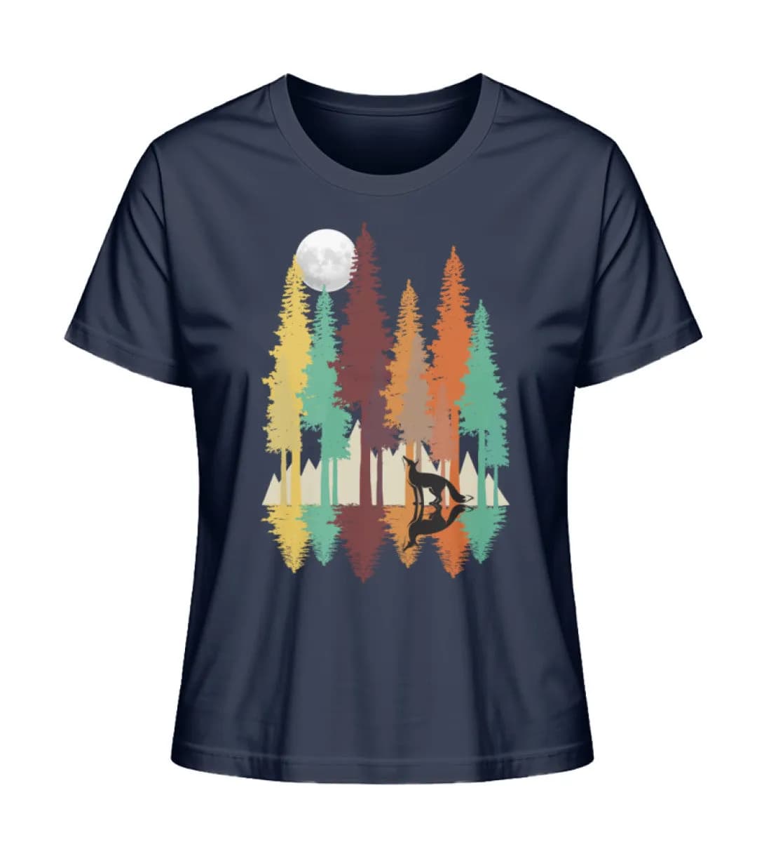 Fuchs im Wald mit Mond - Damen Premium Bio Shirt