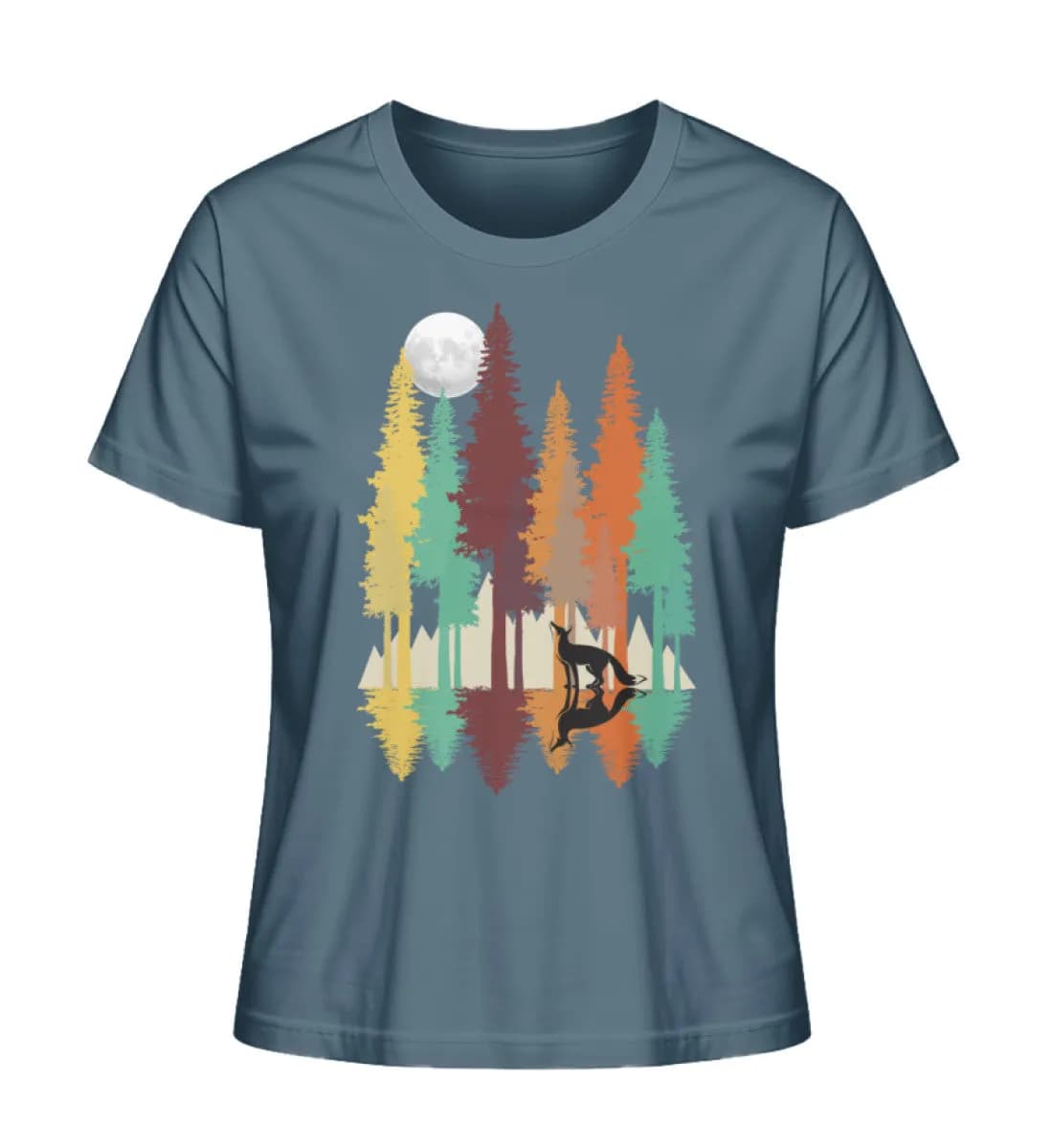 Fuchs im Wald mit Mond - Damen Premium Bio Shirt