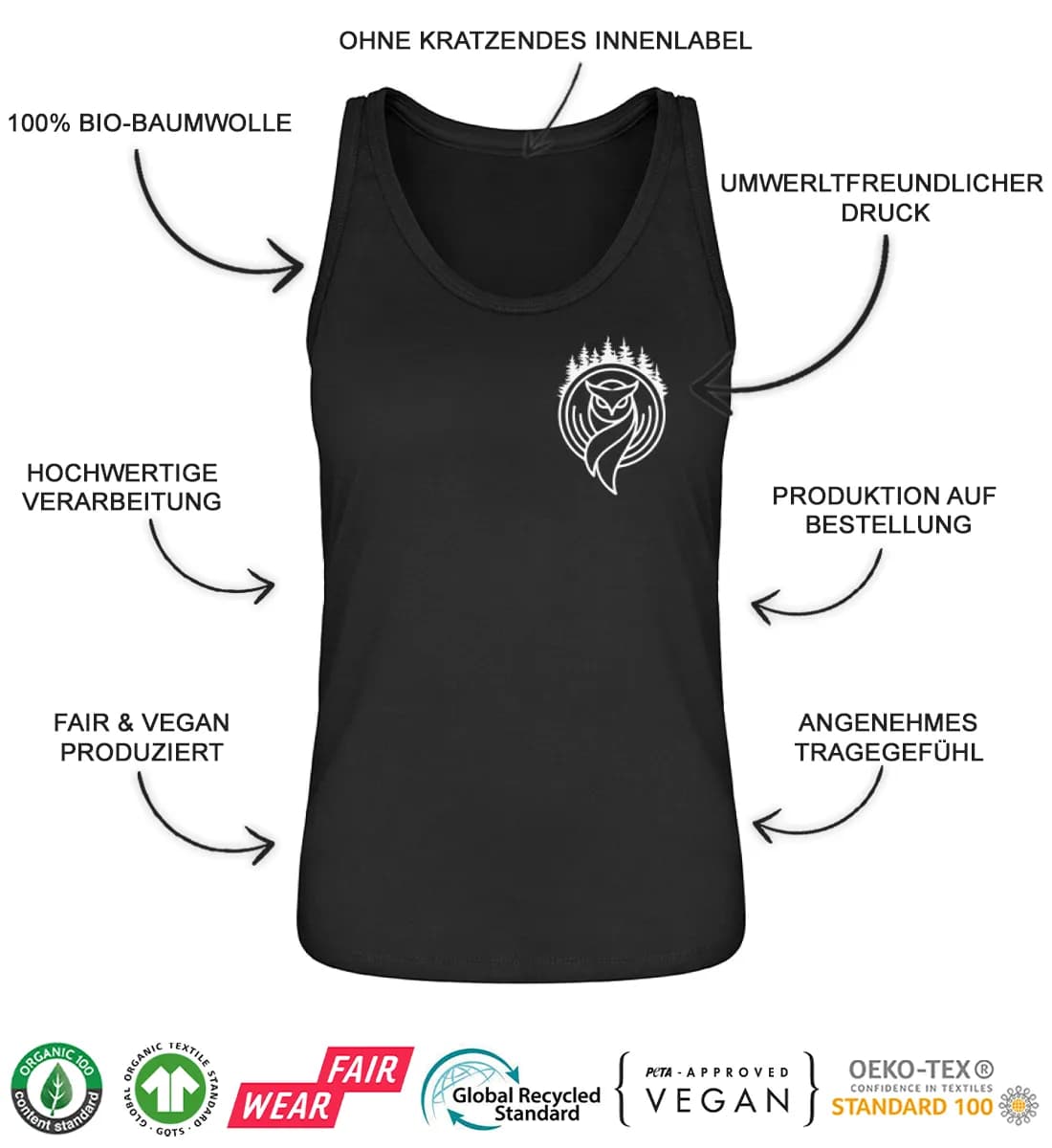 Hirsch Kopf bunt - Damen Premium Bio Tanktop