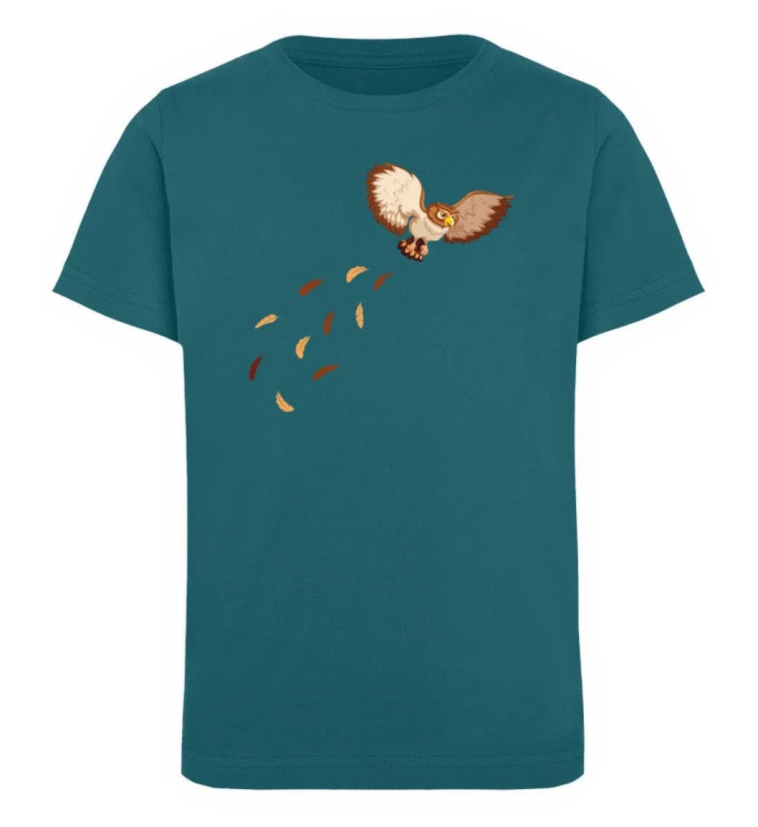 Eule Brust mit Federn - Kinder Bio T-Shirt