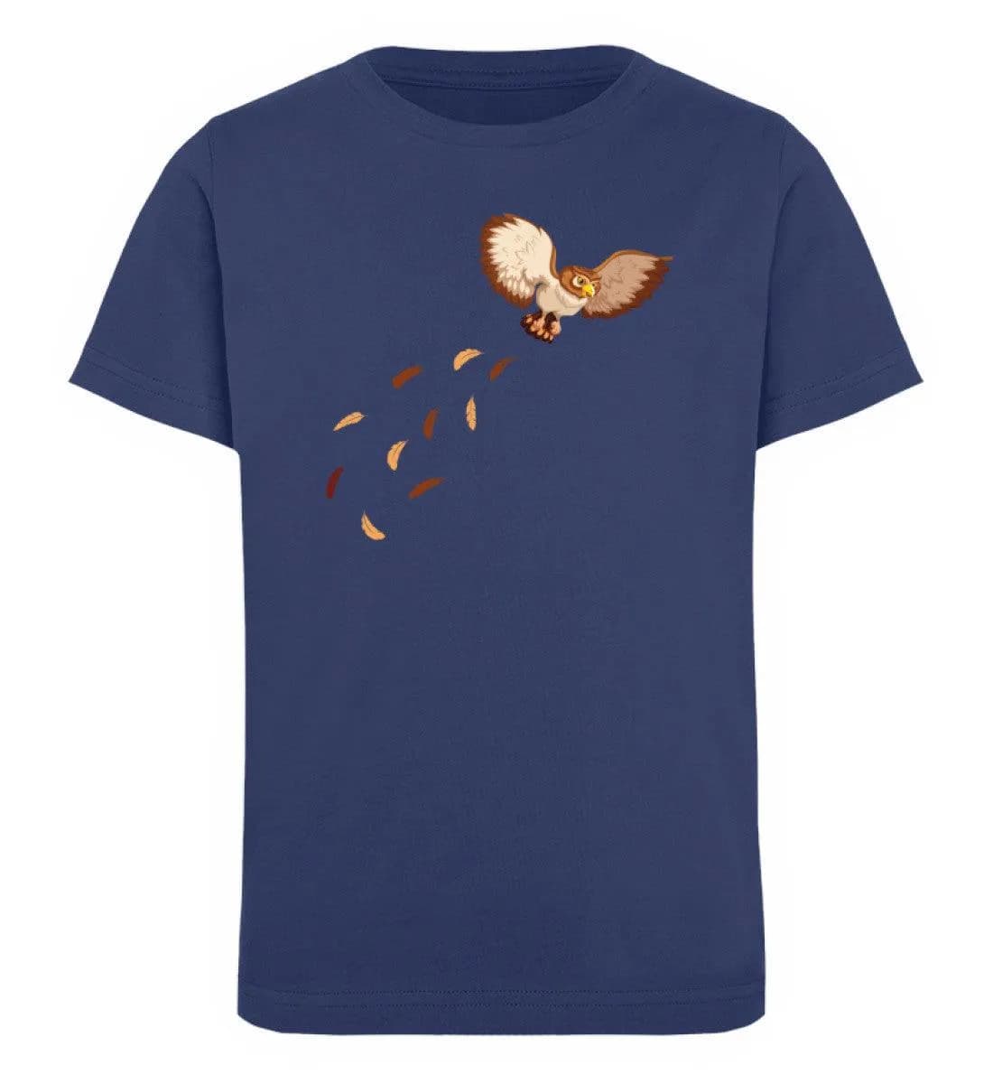Eule Brust mit Federn - Kinder Bio T-Shirt
