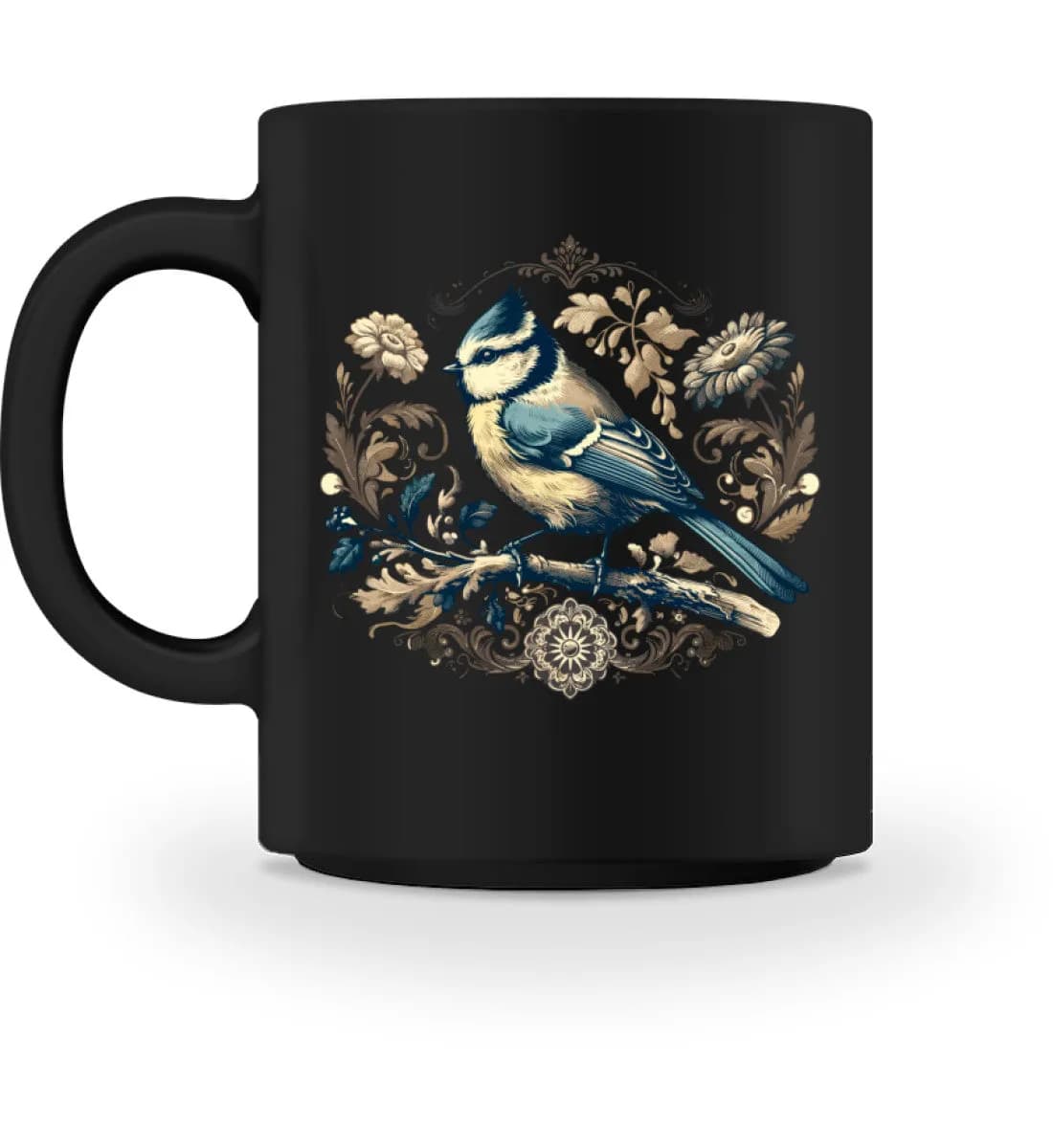 Blaumeise Retroblumen - Tasse