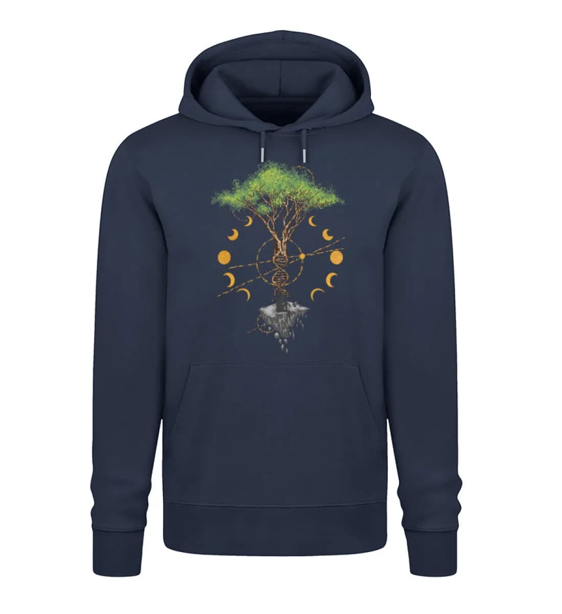 Tree DNA Moon with Man Frontprint - Unisex Premium Bio Hoodie