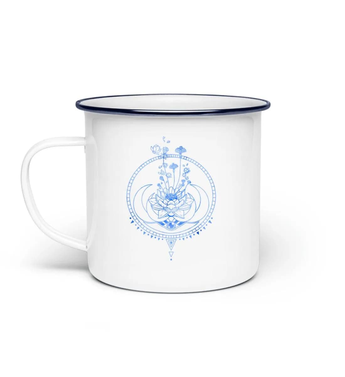 Lotusblume mit Monden - Emaille Tasse