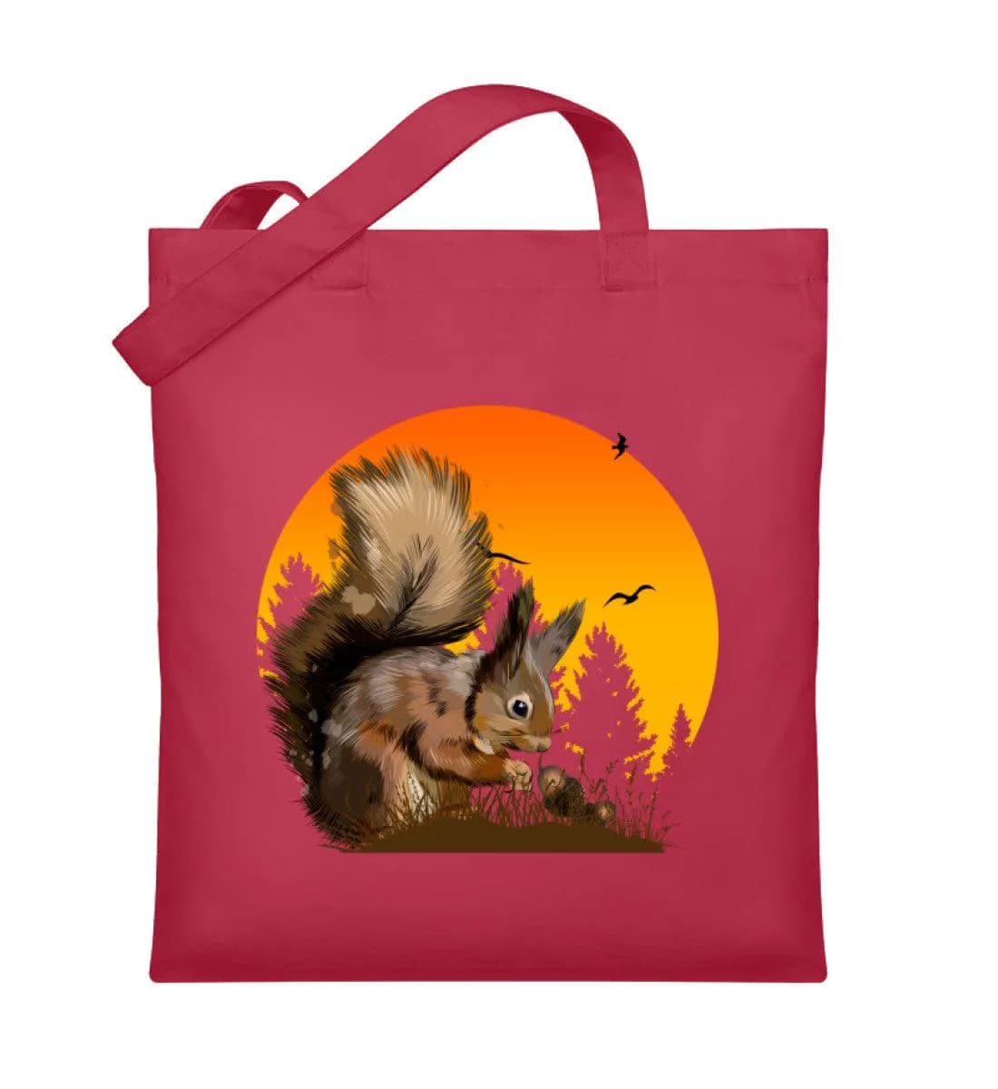 Eichhörnchen im Sonnenuntergang - Organic Jutebeutel