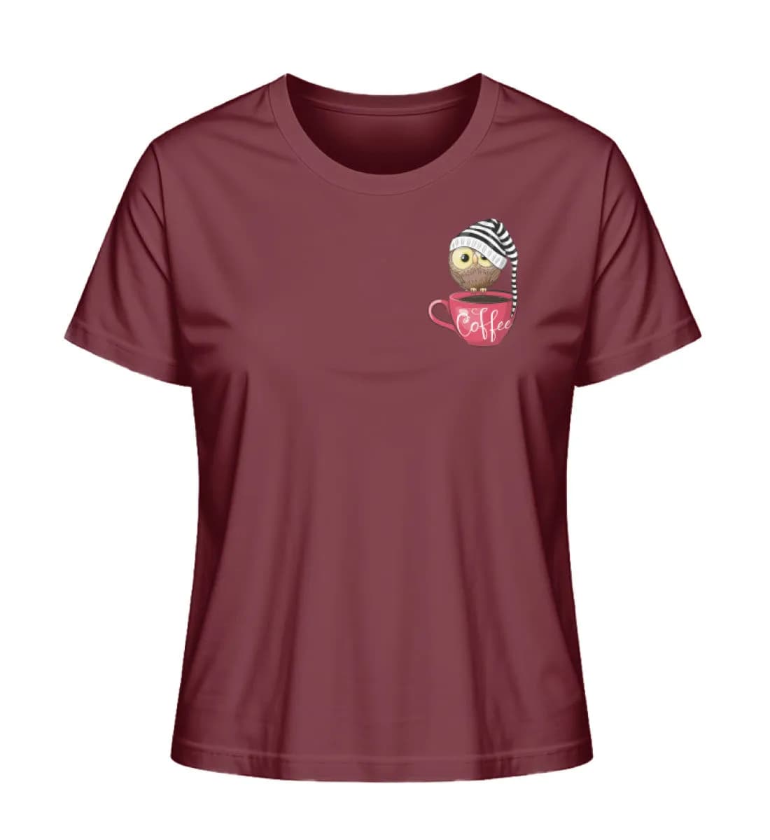 Eule auf Tasse mit Mütze - Damen Premium Bio Shirt
