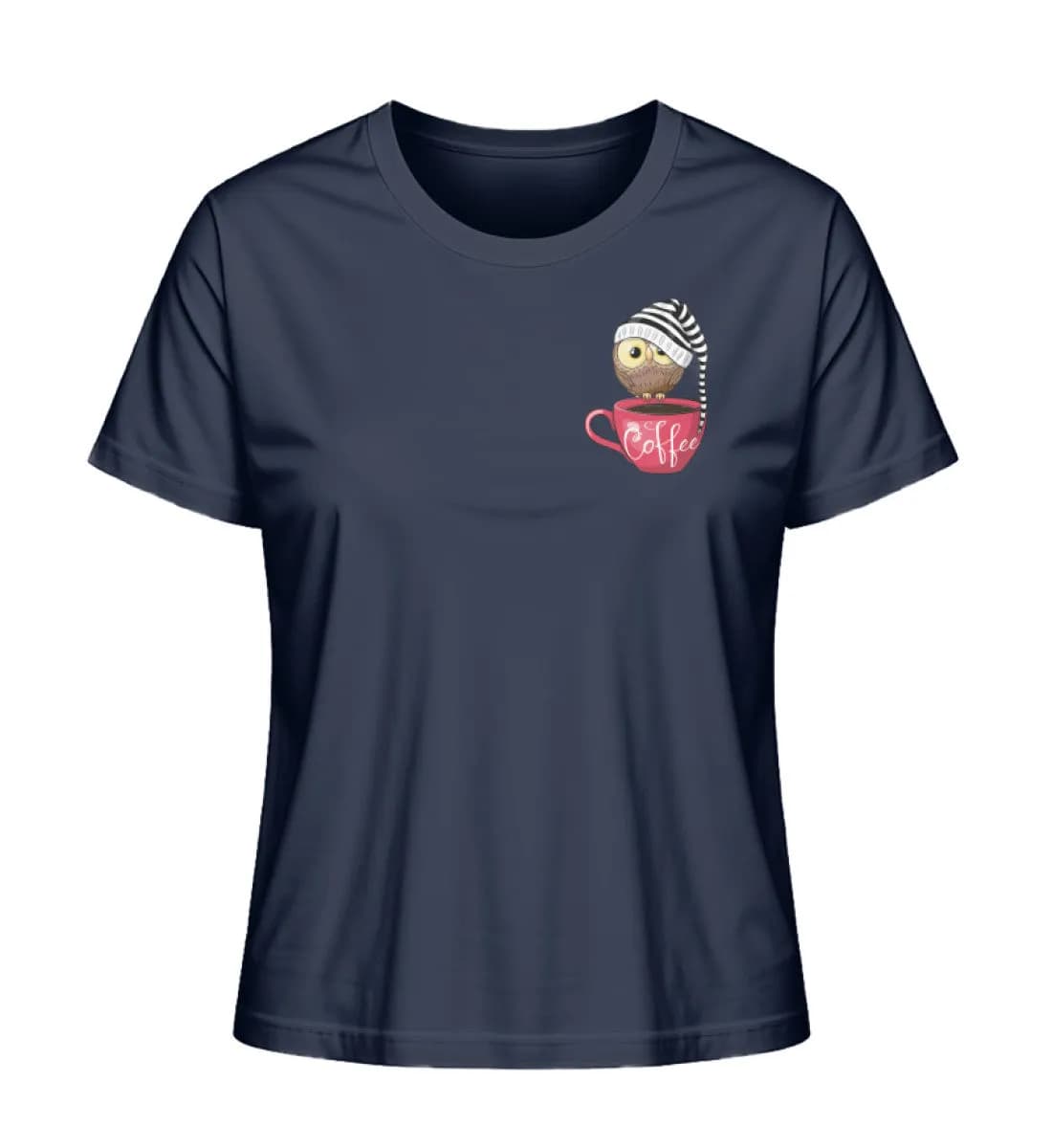 Eule auf Tasse mit Mütze - Damen Premium Bio Shirt