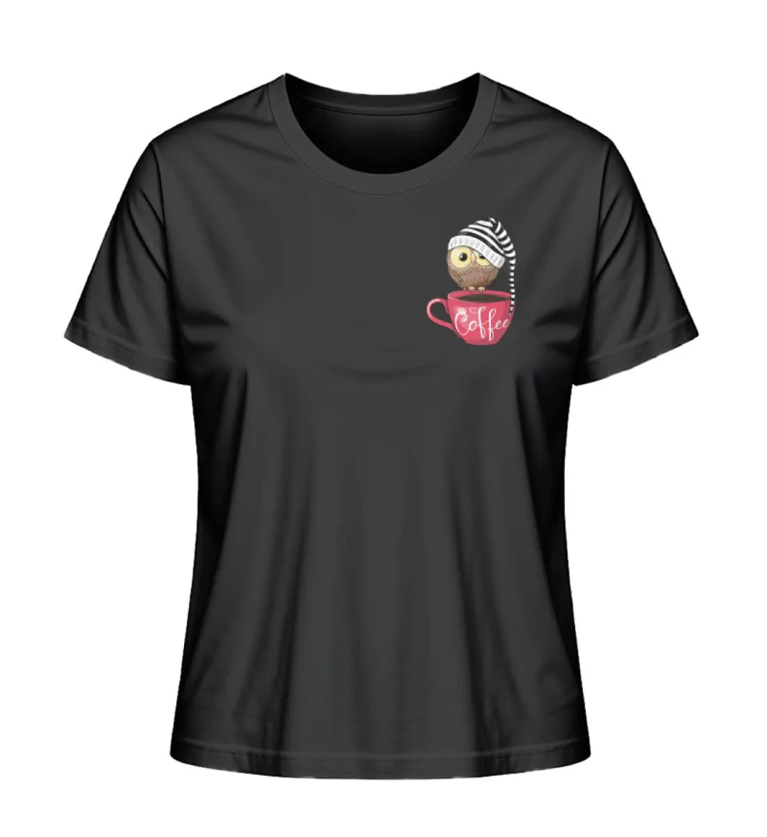 Eule auf Tasse mit Mütze - Damen Premium Bio Shirt