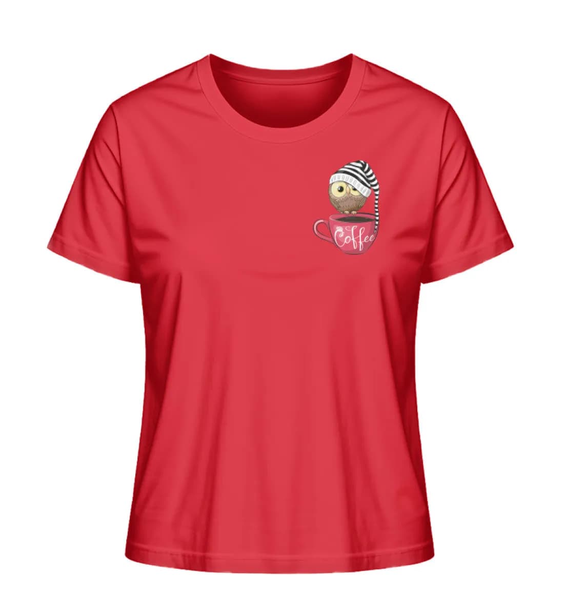 Eule auf Tasse mit Mütze - Damen Premium Bio Shirt
