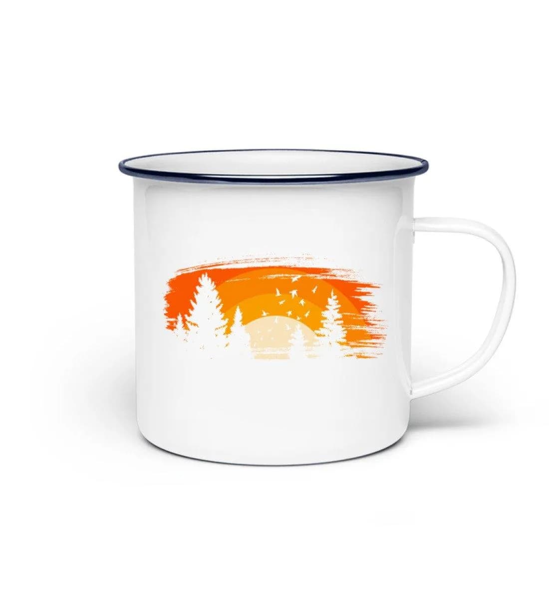 Wald mit Vögeln - Emaille Tasse