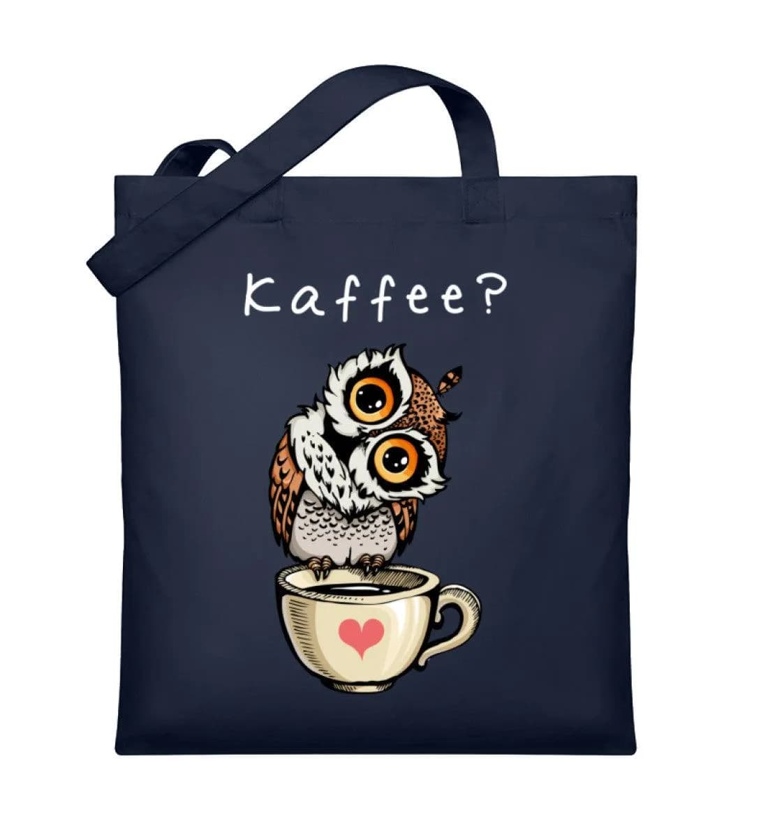 Eule auf Tasse Kaffee? - Organic Jutebeutel