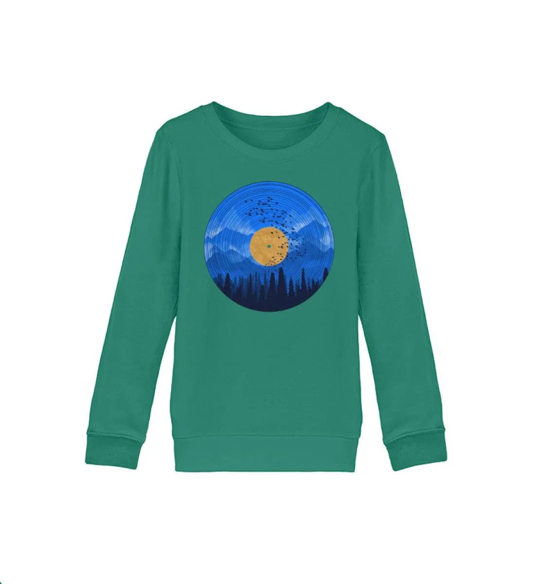 Wald auf Schallplatte blau - Kinder Bio Sweatshirt