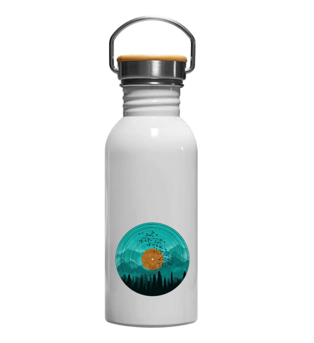 Wald auf Schallplatte - Edelstahl Trinkflasche