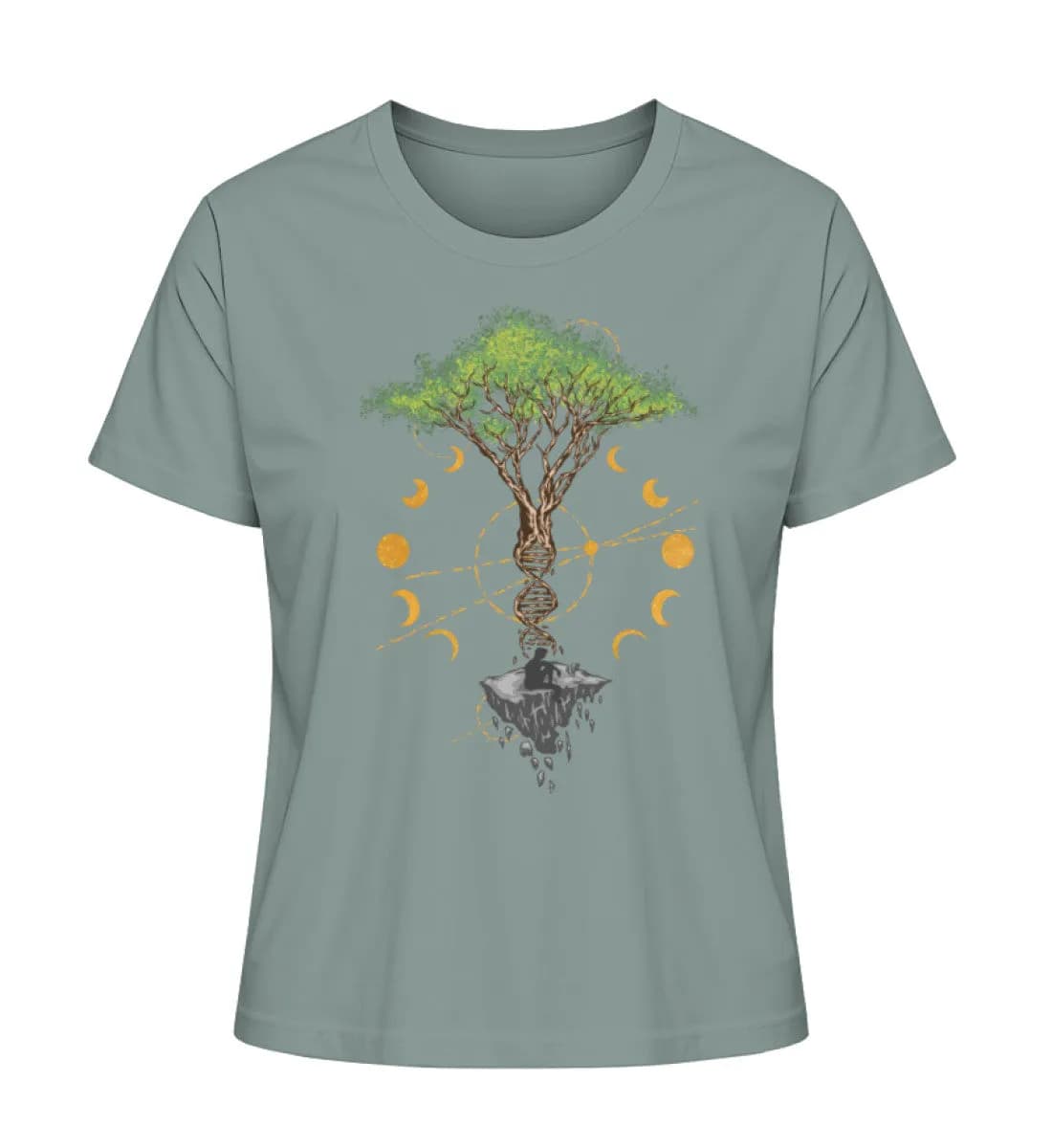 Tree DNA Moon with Man Frontprint - Damen Premium Bio Shirt