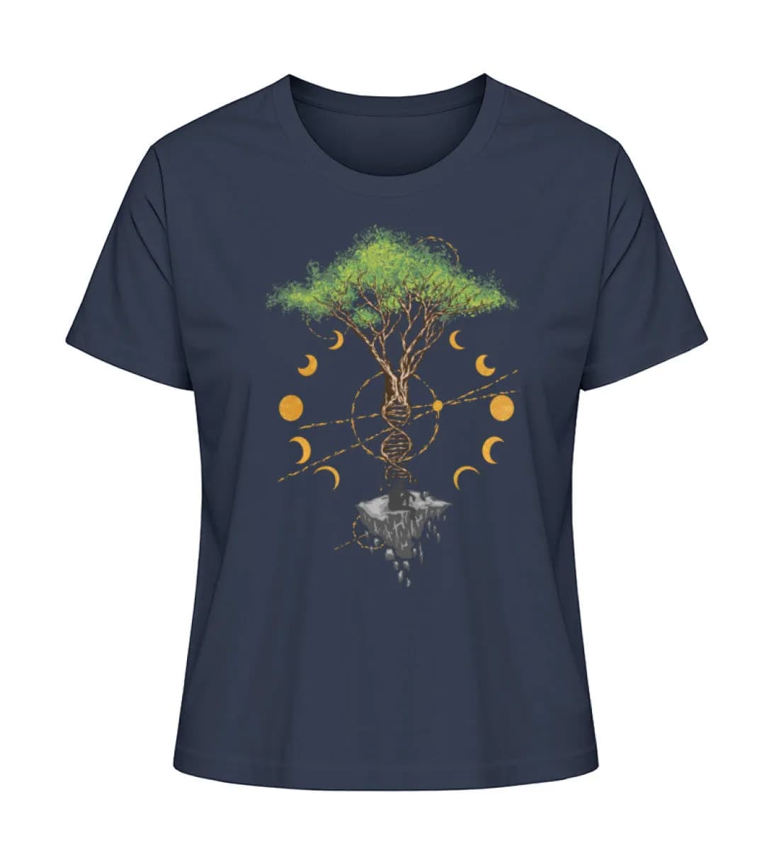 Tree DNA Moon with Man Frontprint - Damen Premium Bio Shirt