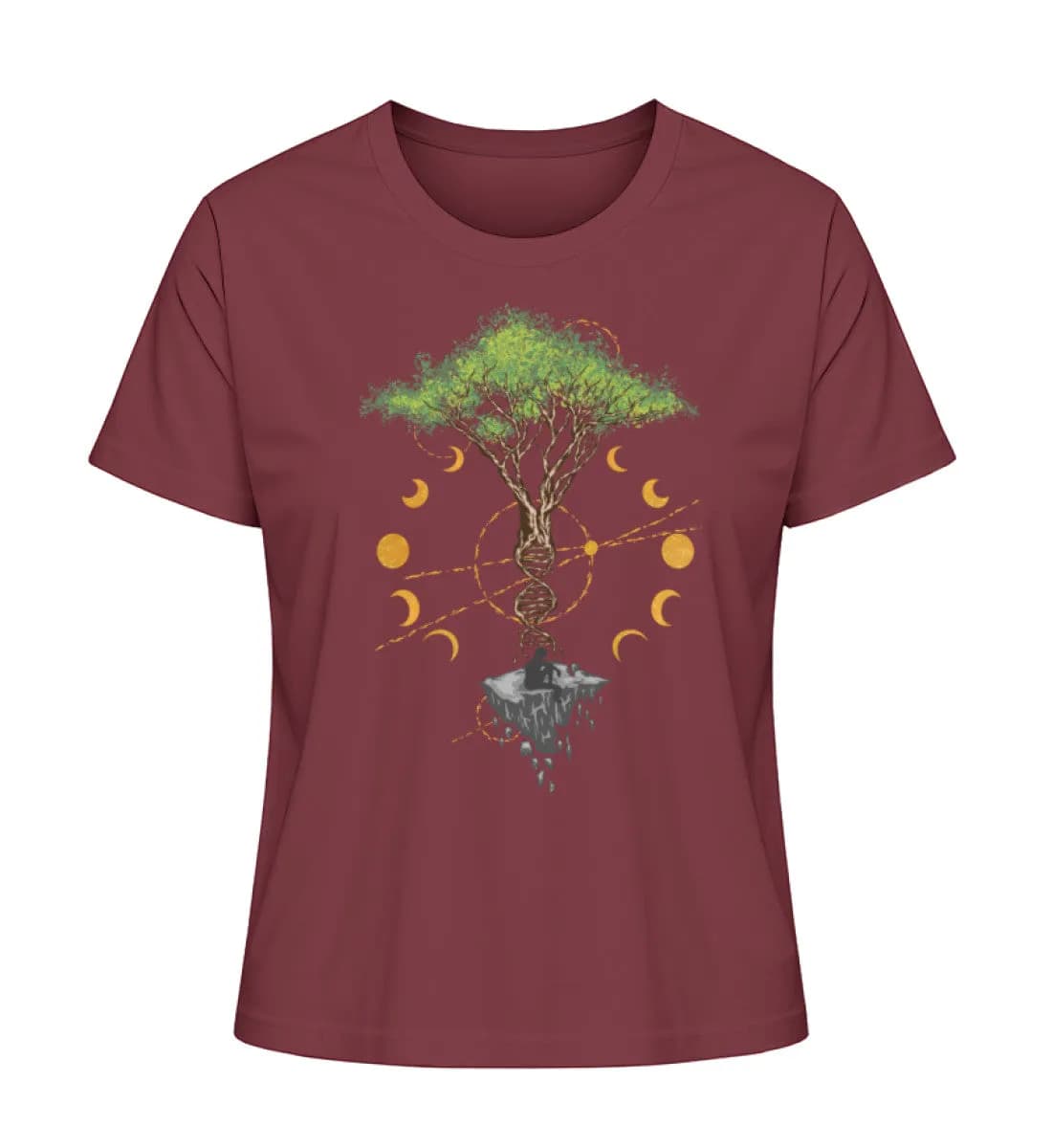Tree DNA Moon with Man Frontprint - Damen Premium Bio Shirt
