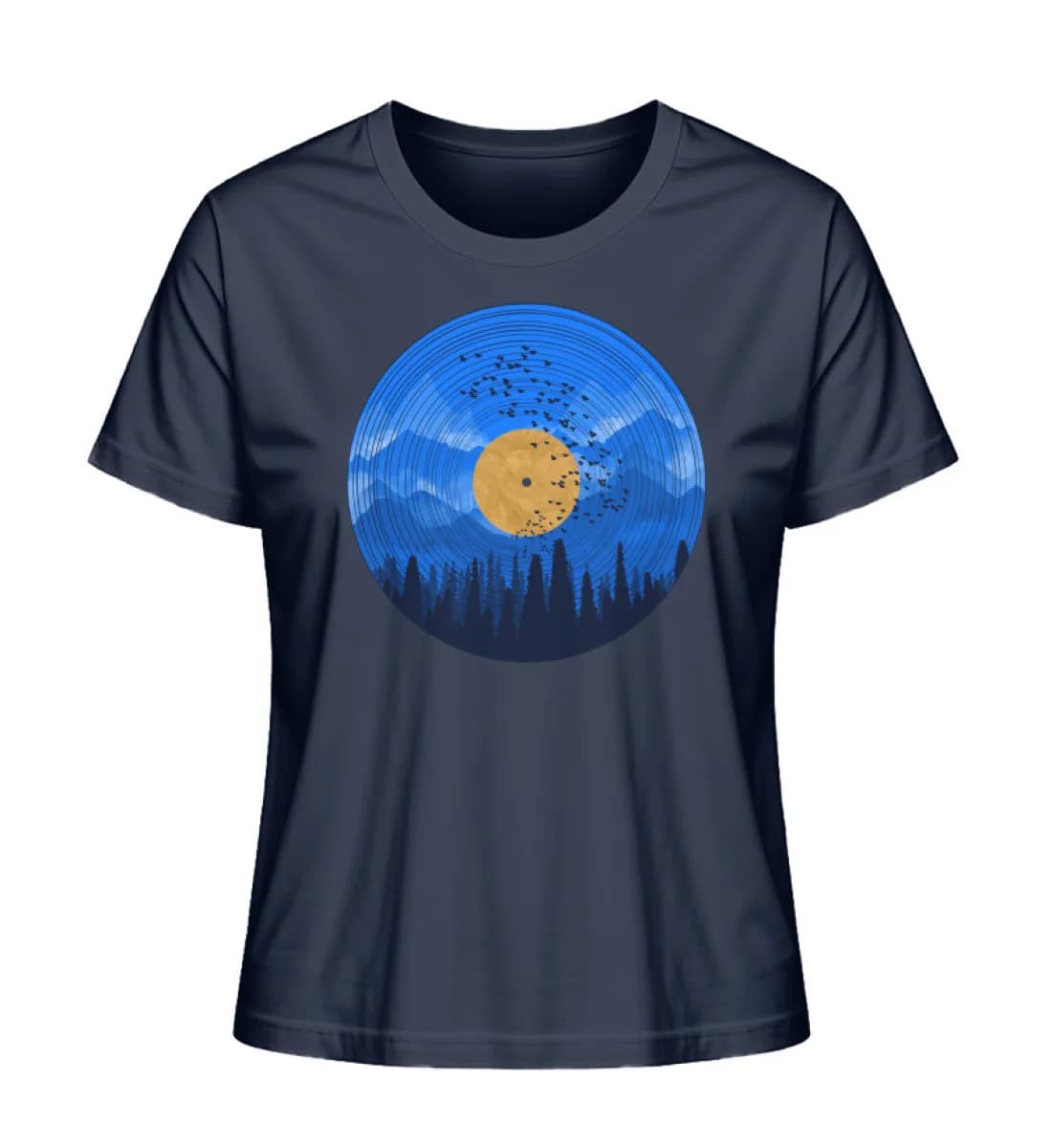 Wald auf Schallplatte blau - Damen Premium Bio Shirt