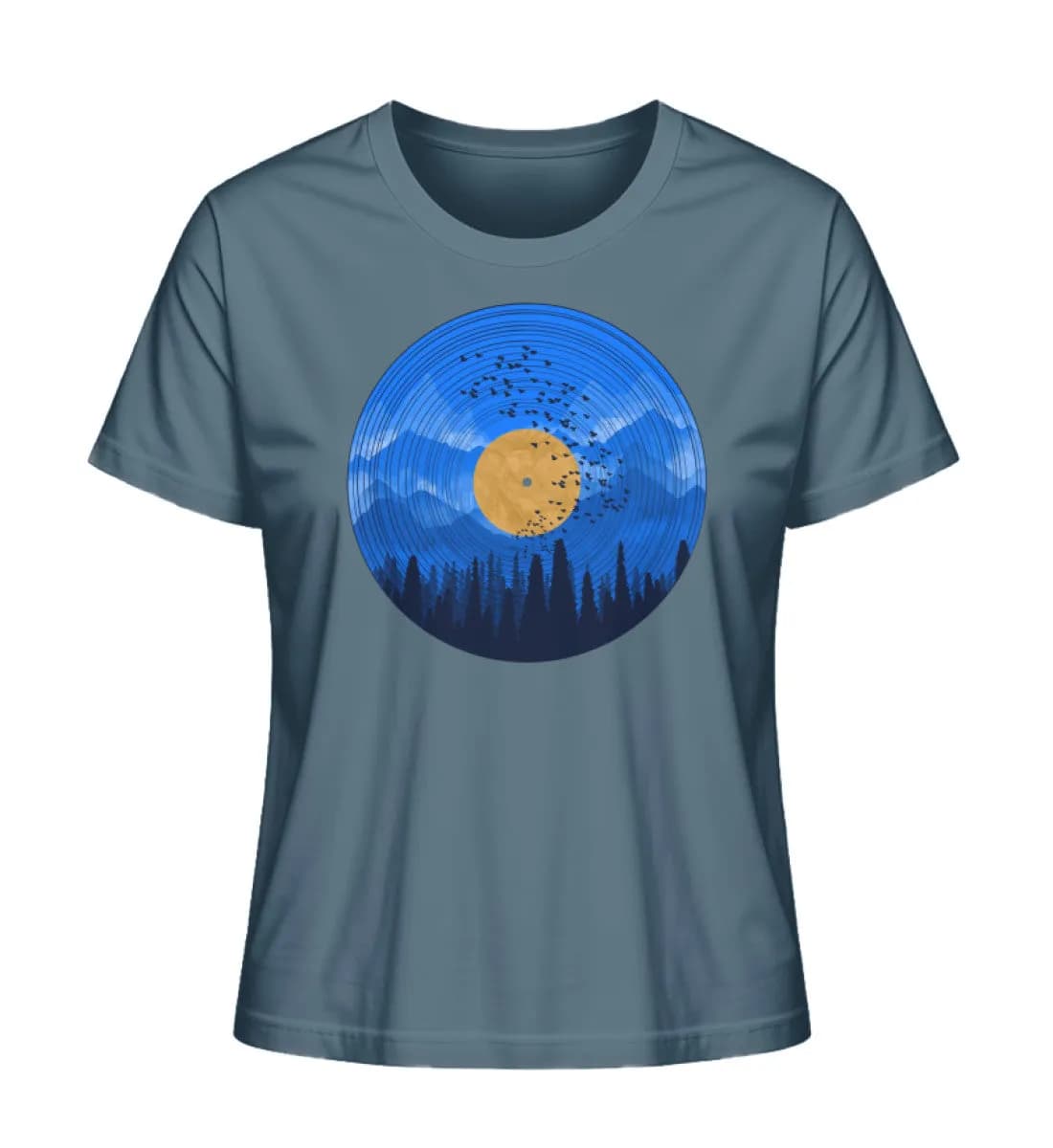 Wald auf Schallplatte blau - Damen Premium Bio Shirt