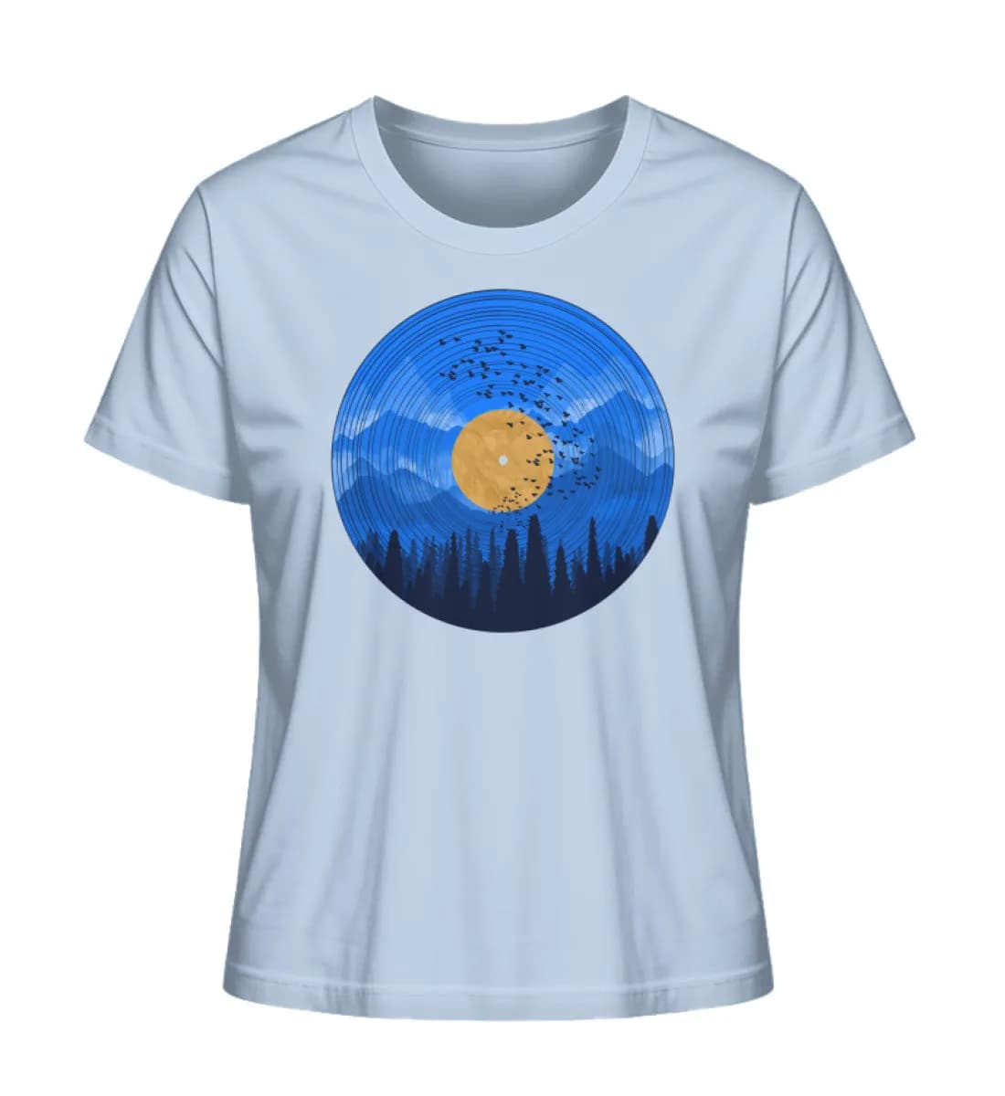 Wald auf Schallplatte blau - Damen Premium Bio Shirt