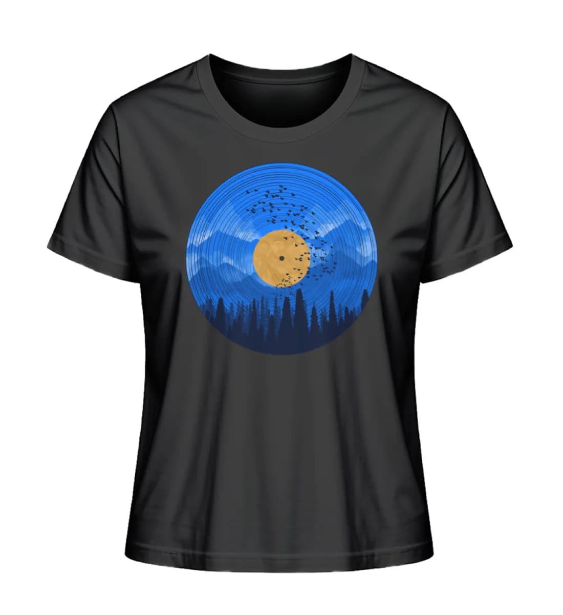 Wald auf Schallplatte blau - Damen Premium Bio Shirt