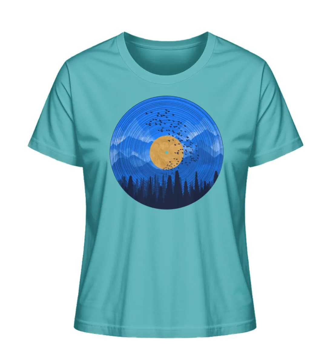 Wald auf Schallplatte blau - Damen Premium Bio Shirt