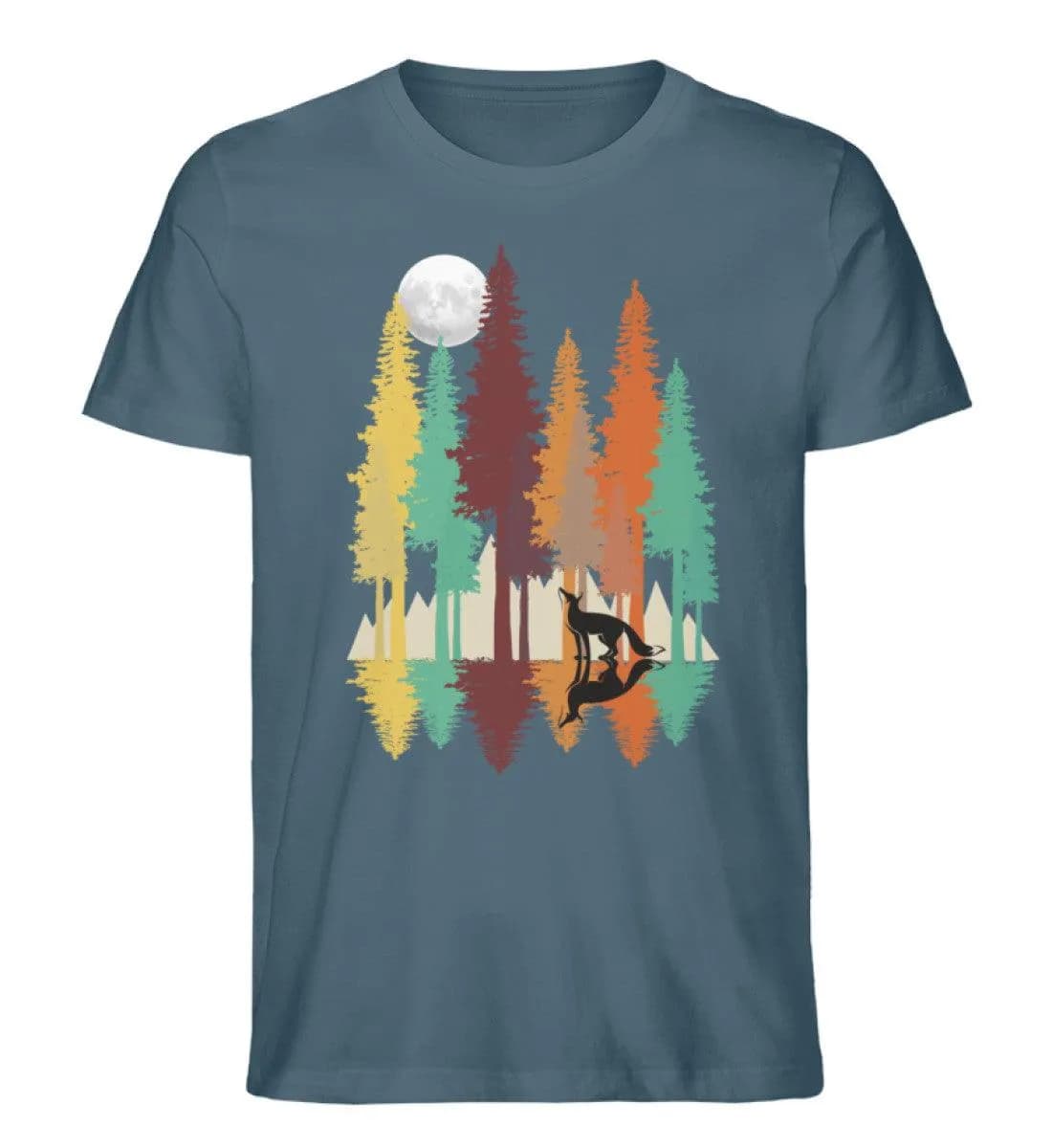 Fuchs im Wald mit Mond - Herren Premium Bio Shirt