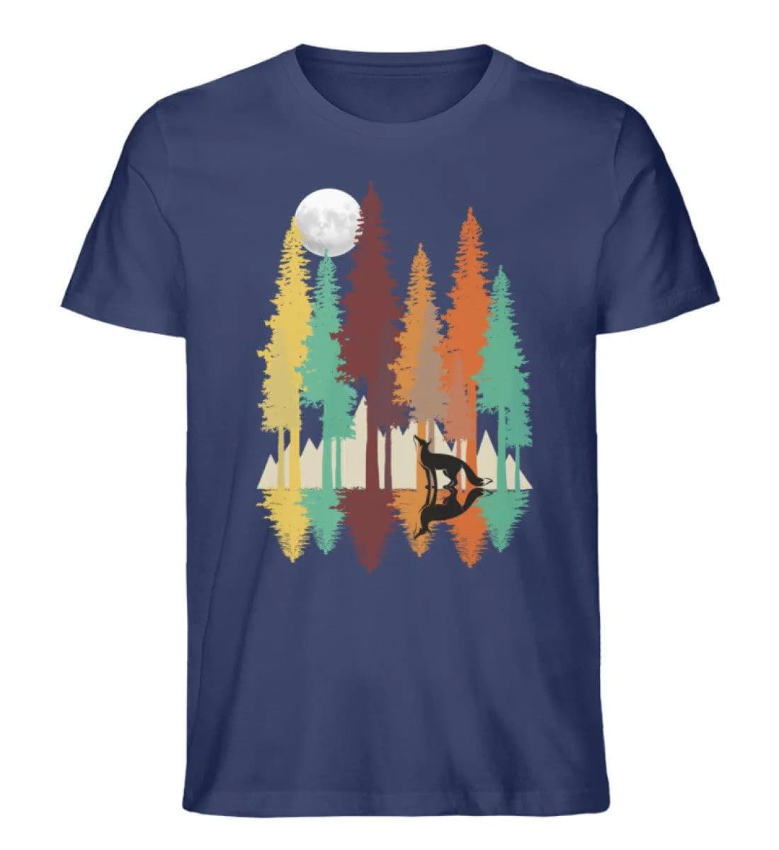 Fuchs im Wald mit Mond - Herren Premium Bio Shirt