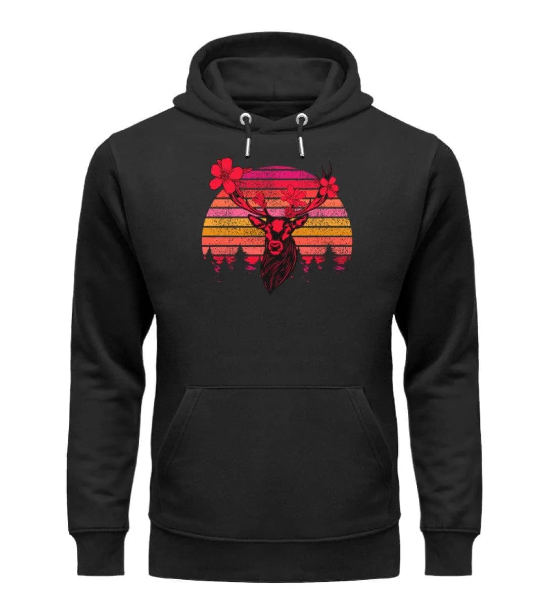 Retro Blumenhirsch - Unisex Premium Bio Hoodie