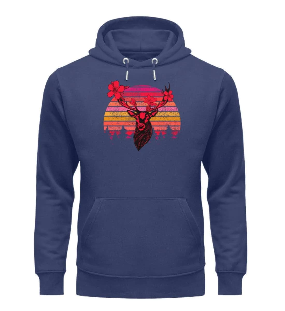 Retro Blumenhirsch - Unisex Premium Bio Hoodie