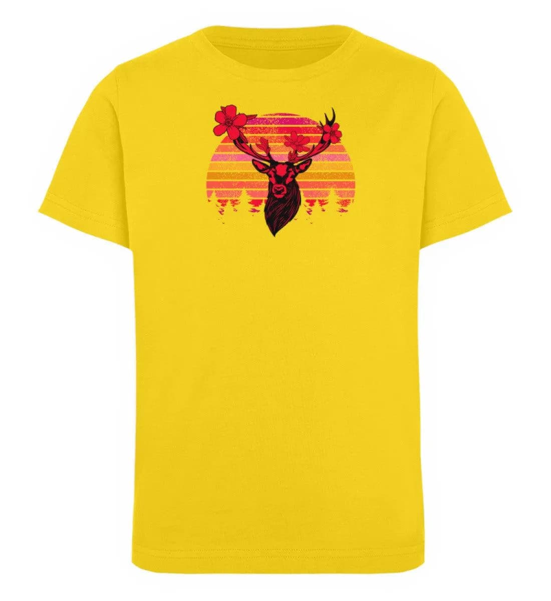 Retro Blumenhirsch - Kinder Bio T-Shirt