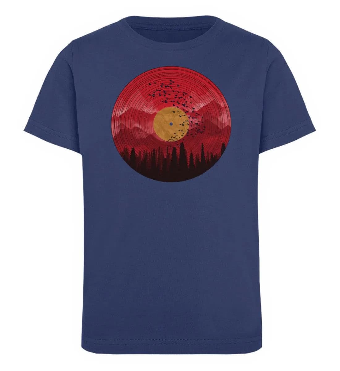 Wald auf Schallplatte rot - Kinder Bio T-Shirt