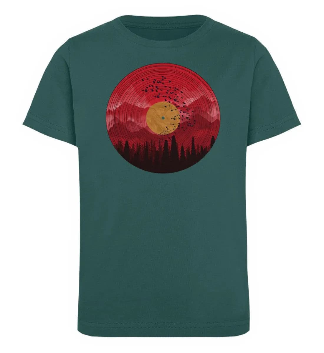 Wald auf Schallplatte rot - Kinder Bio T-Shirt