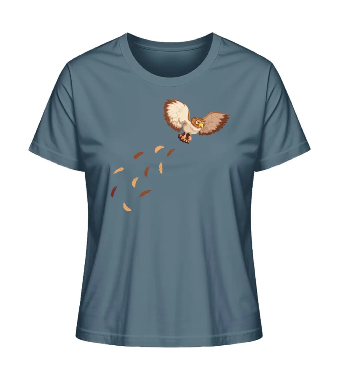 Eule Brust mit Federn - Damen Premium Bio Shirt