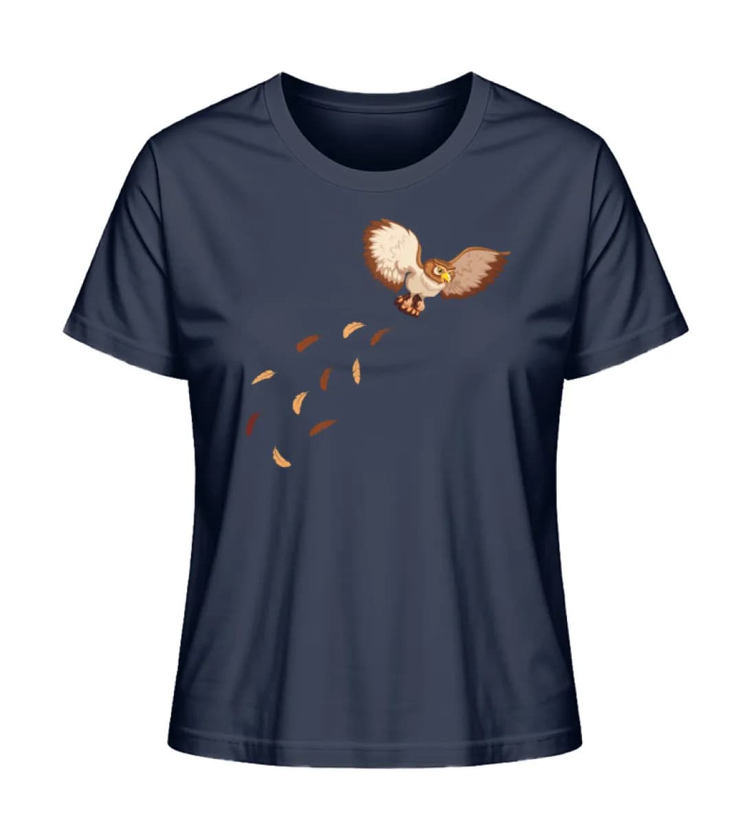 Eule Brust mit Federn - Damen Premium Bio Shirt