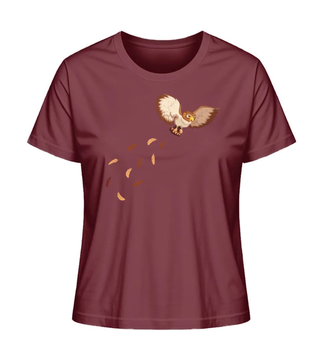 Eule Brust mit Federn - Damen Premium Bio Shirt