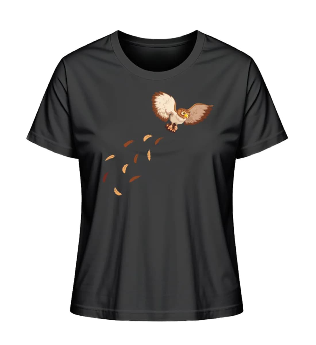 Eule Brust mit Federn - Damen Premium Bio Shirt