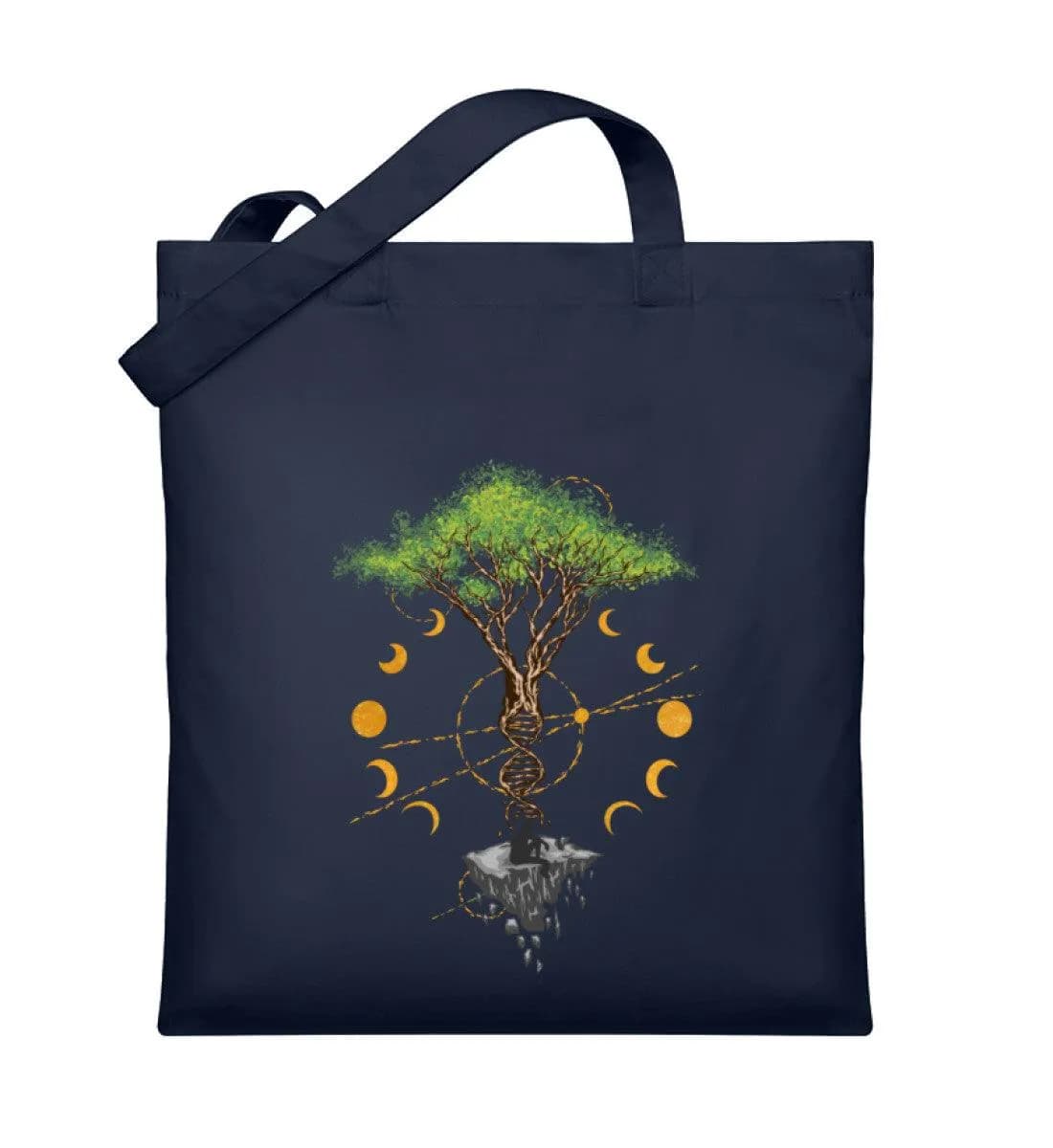 Tree DNA Moon with Man - Organic Jutebeutel