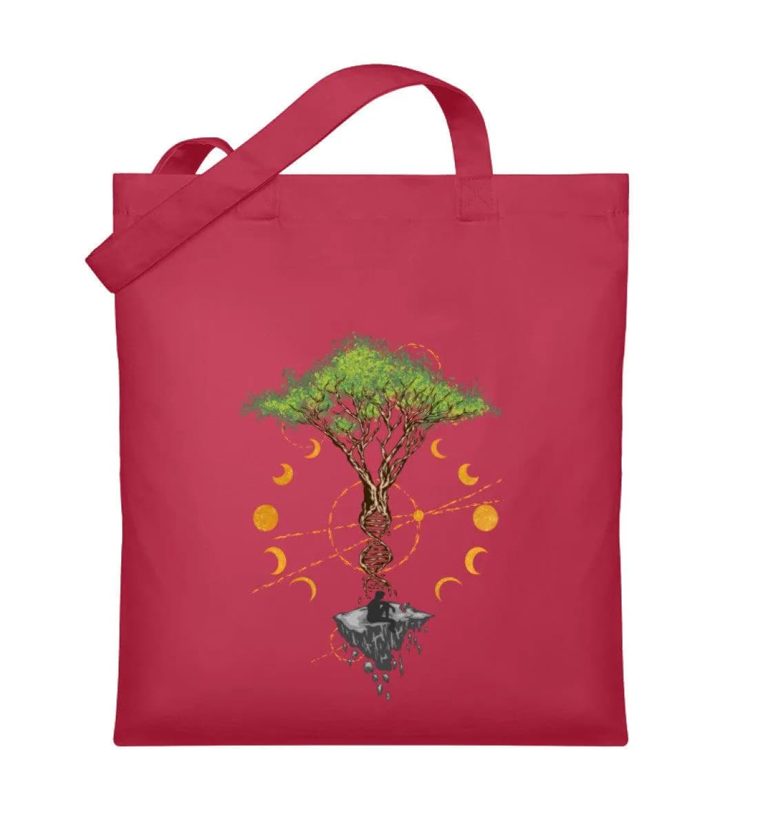 Tree DNA Moon with Man - Organic Jutebeutel