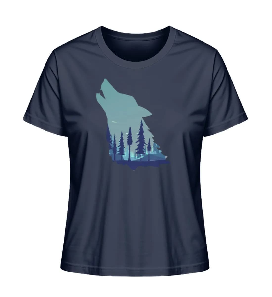 Heulender Wolf mit Wald - Damen Premium Bio Shirt