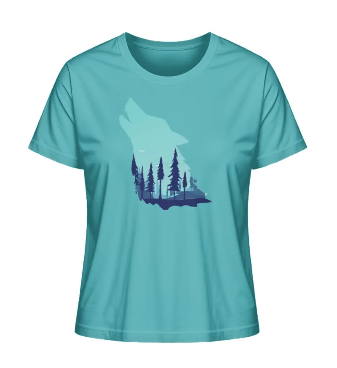 Heulender Wolf mit Wald - Damen Premium Bio Shirt