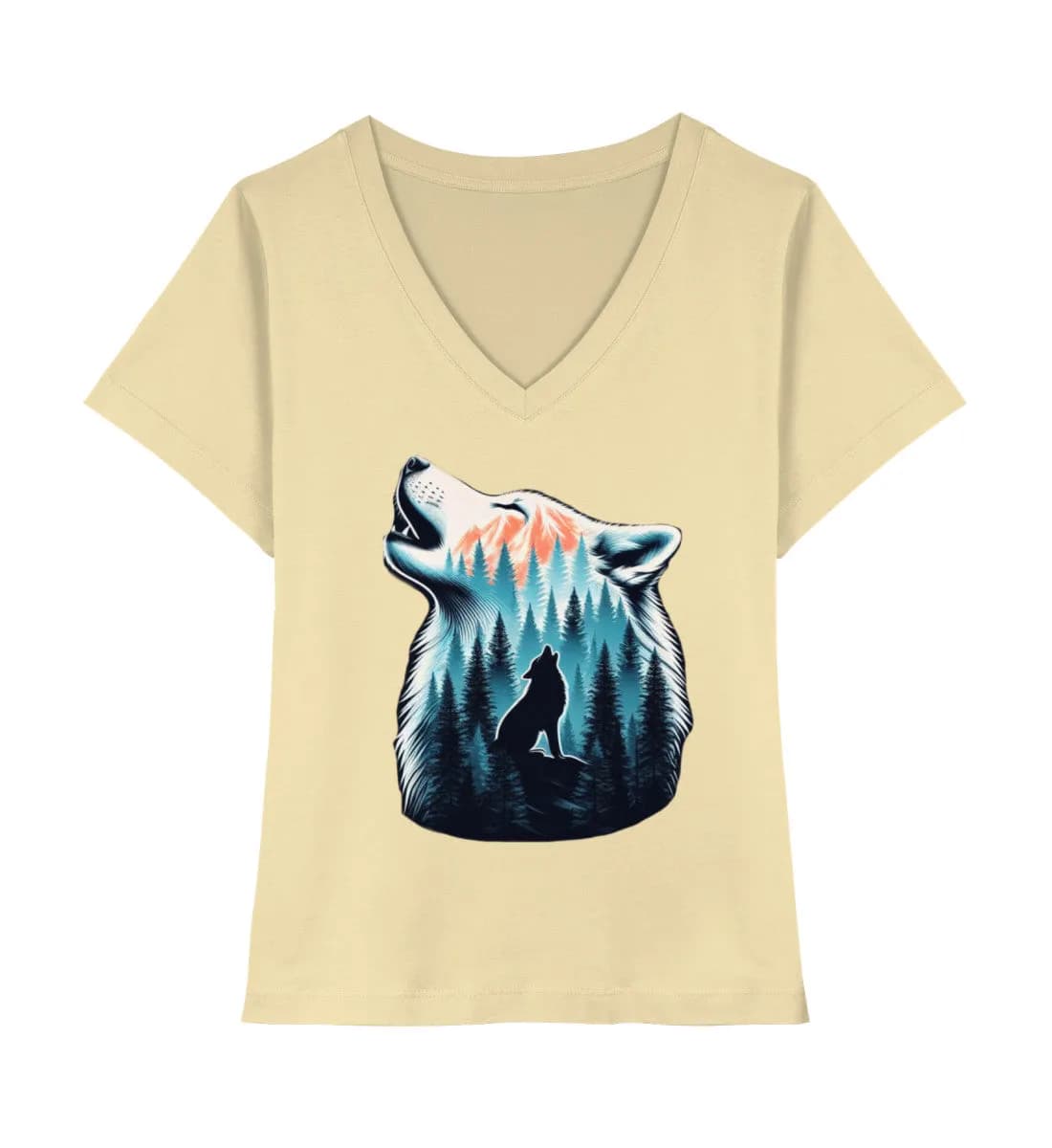 Einsamer Wolf - Damen Premium Bio Neck Shirt