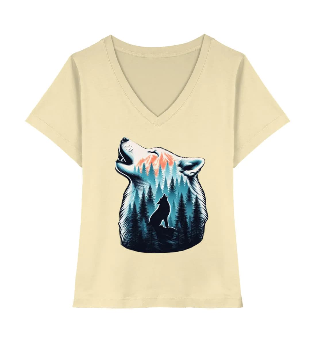Einsamer Wolf - Damen Premium Bio Neck Shirt
