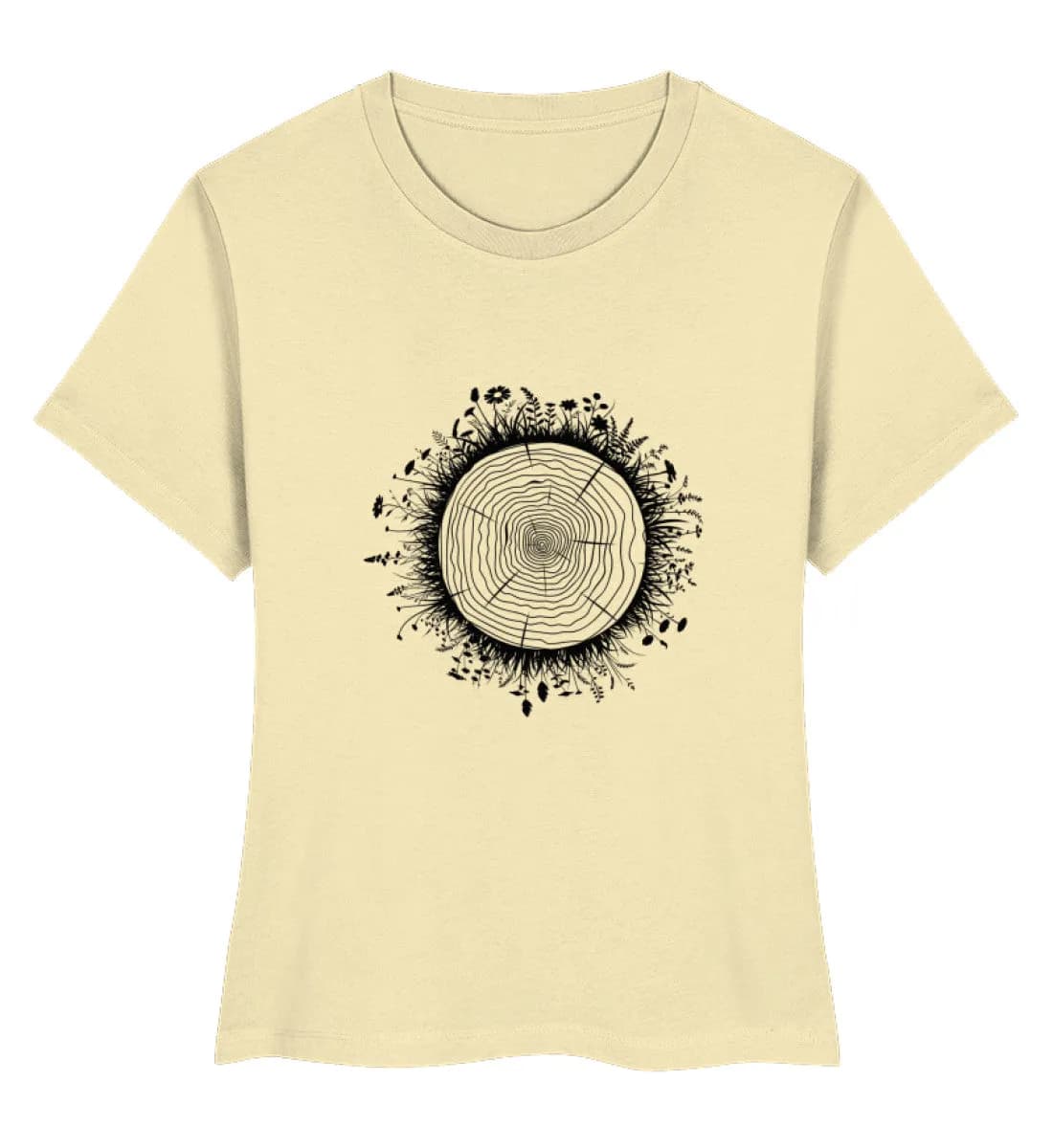 Blumenwiese auf Baumquerschnitt - Damen Premium Bio Shirt