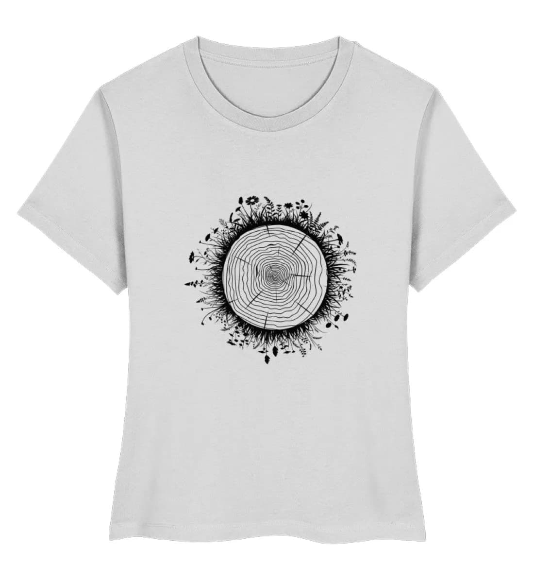Blumenwiese auf Baumquerschnitt - Damen Premium Bio Shirt