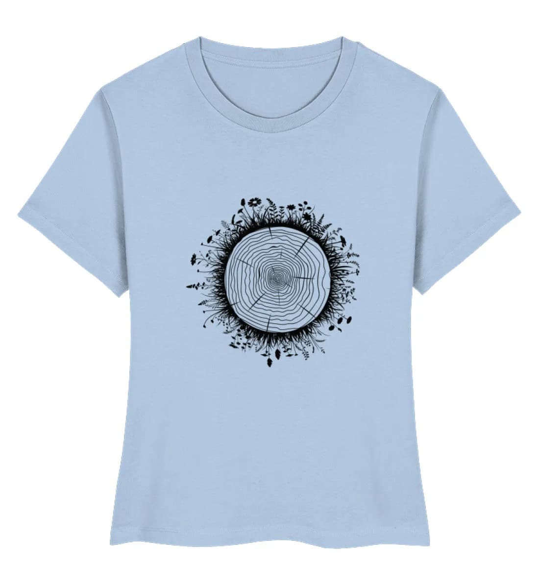 Blumenwiese auf Baumquerschnitt - Damen Premium Bio Shirt