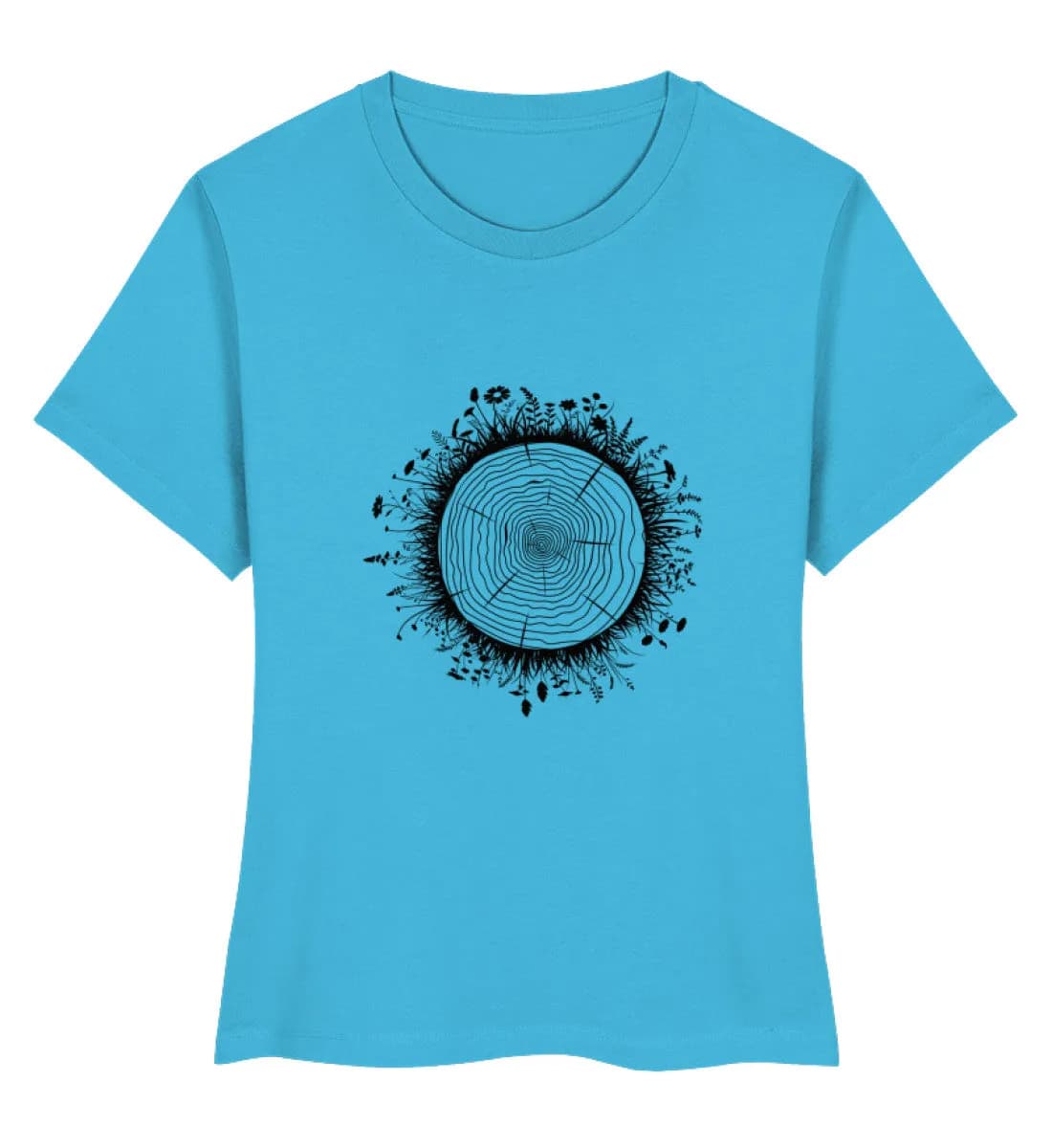 Blumenwiese auf Baumquerschnitt - Damen Premium Bio Shirt