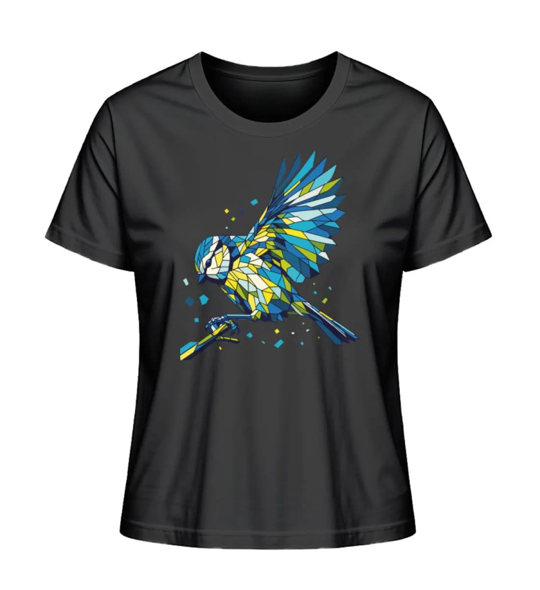 Blaumeise Polygon bunt - Damen Premium Bio Shirt