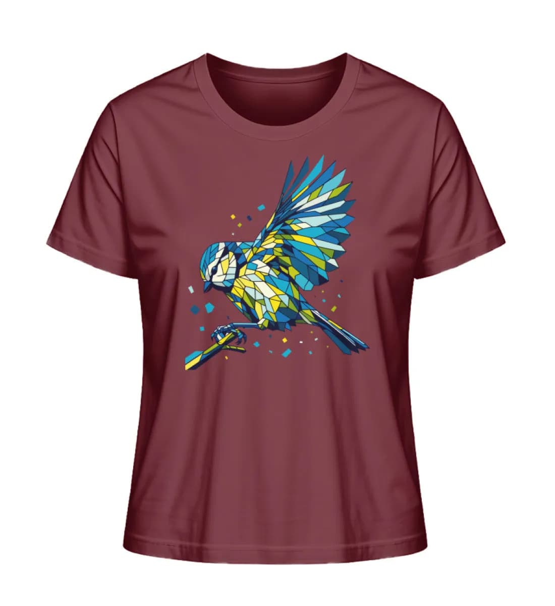 Blaumeise Polygon bunt - Damen Premium Bio Shirt