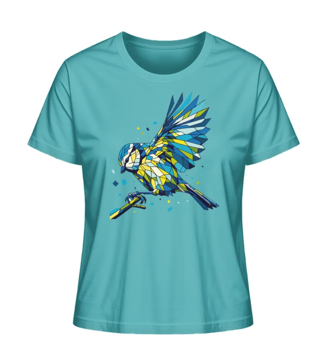 Blaumeise Polygon bunt - Damen Premium Bio Shirt