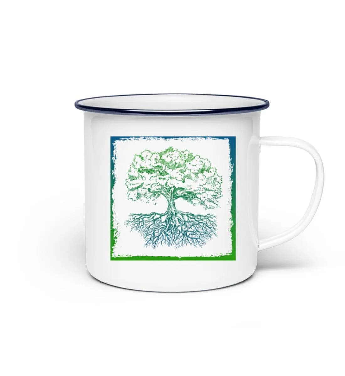 Baum im Rahmen - Emaille Tasse